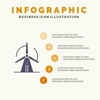 turbina vento energia energia solido icona infografica 5 passaggi presentazione sfondo vettore