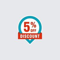 5 sconti, badge vettoriali di vendita per etichette, adesivi, banner, tag, adesivi web, nuova offerta. bandiera del segno di origami di sconto.