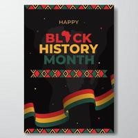 nero storia mese manifesto con nastro bandiera carta geografica e africano modello illustrazione su isolato sfondo vettore