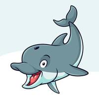 cartone animato divertente delfino isolato su bianca sfondo vettore
