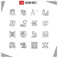 universale icona simboli gruppo di 16 moderno lineamenti di transazione prestito font costi grafico modificabile vettore design elementi