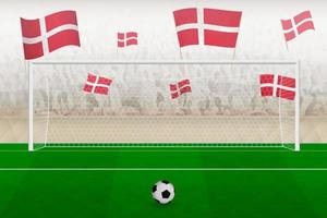 Danimarca calcio squadra fan con bandiere di Danimarca applauso su stadio, pena calcio concetto nel un' calcio incontro. vettore