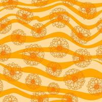 trippy arancia Groovy onda margherita senza soluzione di continuità modello hippie vettore illustrazione