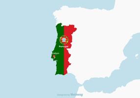 Mappa del Portogallo con bandiera nazionale vettore