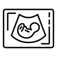 bambino su ultrasuono schermo icona, schema stile vettore