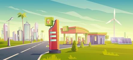 eco gas stazione, verde città auto rifornimento carburante servizio vettore