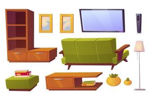 vettore divano, tv e libreria per vivente camera