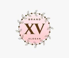 iniziale xv femminile logo. utilizzabile per natura, salone, terme, cosmetico e bellezza loghi. piatto vettore logo design modello elemento.