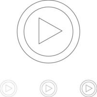 video interfaccia giocare utente grassetto e magro nero linea icona impostato vettore