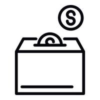 monete e beneficenza scatola icona, schema stile vettore