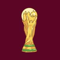 trofeo Coppa del Mondo 2022 Qatar con disegnato a mano stile vettore