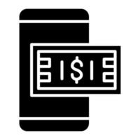 icona del glifo di pagamento mobile vettore