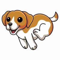 carino poco beagle cane cartone animato in esecuzione vettore