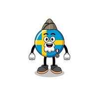 personaggio cartone animato di Svezia bandiera come un' veterano vettore