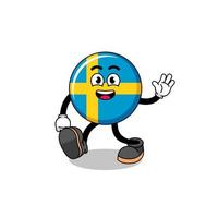 Svezia bandiera cartone animato a piedi vettore