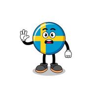 Svezia bandiera cartone animato illustrazione fare fermare mano vettore
