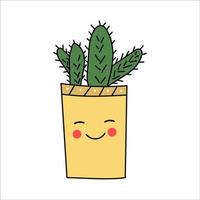 cactus nel un' giallo pentola con un' viso vettore