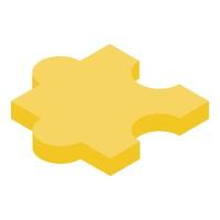 giallo puzzle pezzo icona, isometrico stile vettore