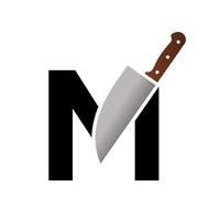 iniziale coltello m logo vettore