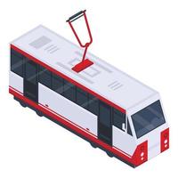 città tram auto icona, isometrico stile vettore