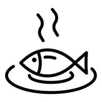 caldo cucinato pesce icona, schema stile vettore