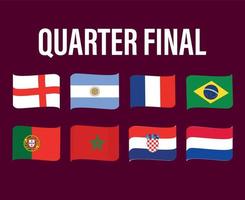 trimestre finale paesi bandiera nastro simbolo design calcio finale vettore paesi calcio squadre illustrazione