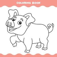 colorazione pagina con cartone animato maiale vettore