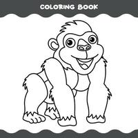 colorazione pagina con cartone animato gorilla vettore
