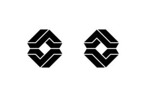 nero bianca iniziale lettera S geometrico esagono logo vettore