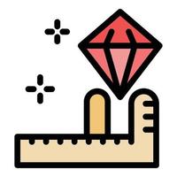 misurare diamante icona colore schema vettore