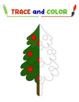 tracciare e colore il Natale albero. un' formazione foglio per prescolastico bambini.educativo compiti per bambini. tigre colorazione libro vettore