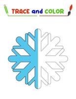 tracciare e colore il isnowflake. un' formazione foglio per prescolastico bambini.educativo compiti per bambini. fiocco di neve colorazione libro. vettore