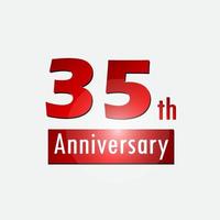 rosso 35 ° anno anniversario celebrazione semplice logo bianca sfondo vettore