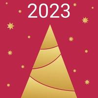 Natale e nuovo anno manifesto con Natale albero e stelle su magenta sfondo. vettore geometrico illustrazione di inverno vacanza invito, carta, Stampa