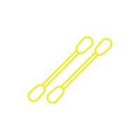 eps10 giallo vettore cotone tamponi linea arte icona isolato su bianca sfondo. cotone mini cuffie o bastoni schema simbolo nel un' semplice piatto di moda moderno stile per il tuo sito web disegno, logo, e mobile App