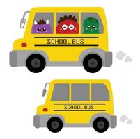 carino colorato mostro scuola autobus illustrazione vettore clipart