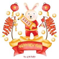 carino coniglietto nel Cinese tradizionale costume e decorazione, cheongsam vestire, il anno di coniglio vettore