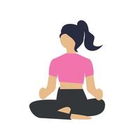 ragazza fare yoga su isolato bianca sfondo , 2d minimalista ragazza fare meditazione vettore