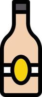 illustrazione vettoriale di bottiglia di vino su uno sfondo simboli di qualità premium. icone vettoriali per il concetto e la progettazione grafica.