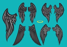 Imposta l'illustrazione di Os Black Wings vettore