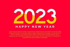 contento nuovo anno 2023 saluto bandiera logo design illustrazione, creativo e colorato 2023 nuovo anno vettore