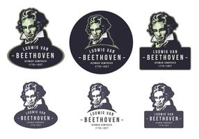 Beethoven Vintage Emblem Logo vettore