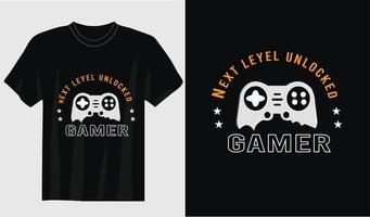 Il prossimo leyel sbloccato gamer Vintage ▾ tipografia gioco maglietta nuovo design vettore