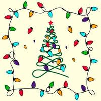Natale luci impostato con Natale decorato albero e nozze luci vettore