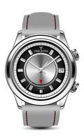 realistico orologio orologio argento nero grigio freccia con bianca tessuto cinghia su isolato design moderno lusso per uomini vettore