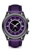 realistico orologio orologio nero acciaio grigio freccia viola viso con tessuto cinghia su bianca design classico lusso per uomini vettore