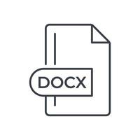 docx file formato icona. docx estensione linea icona. vettore