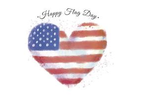 Illustrazione dell'acquerello del cuore con il colore della bandiera americana da utilizzare in Flag Day. vettore