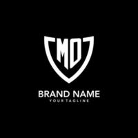 mo monogramma iniziale logo con pulito moderno scudo icona design vettore