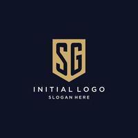 sg monogramma iniziali logo design con scudo icona vettore